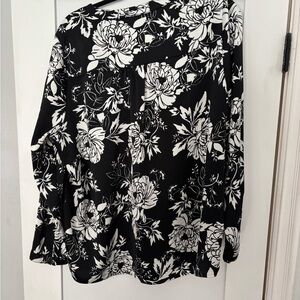 Lane Bryant Black and White Floral Blouse